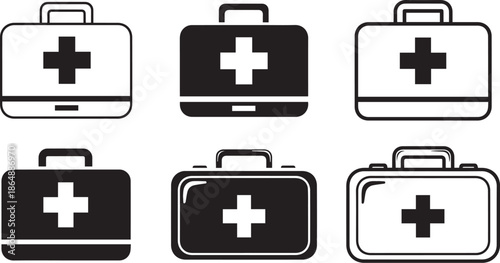 Medical icon set various first aid kit symbols and logos