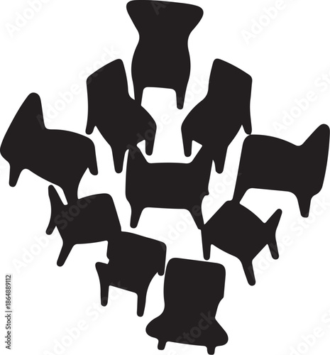 Stack of Black and White Burger Icons in Minimalist Style