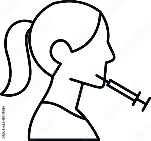 Woman getting a cosmetic procedure with a syringe on her lips