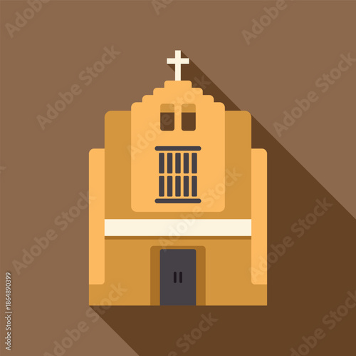 Church building with a cross icon for religion and christianity concepts