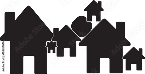 Stack of Black and White Burger Icons in Minimalist Style