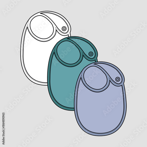 Collection of Baby Bibs in Various Colors and Outline Style