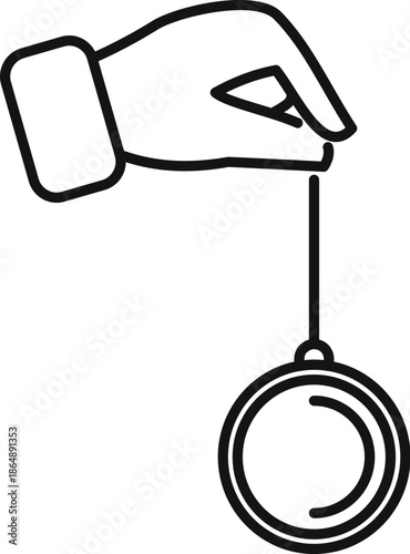 Hand holding a pendulum, symbolizing hypnotism, mind control, and therapy