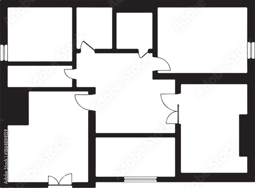 Stack of Black and White Burger Icons in Minimalist Style