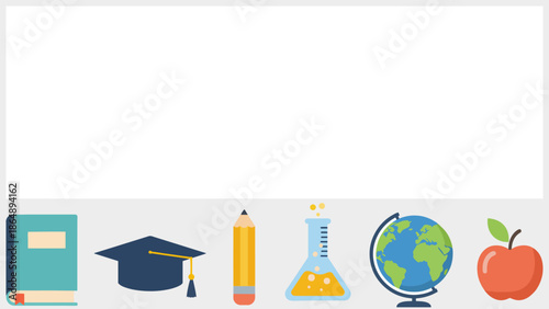 Education Background with Learning Icons and Copy Space – Knowledge and Future for International Day of Education