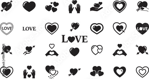Valentines day heart symbols and love icons for valentine's day celebrations and romantic gestures