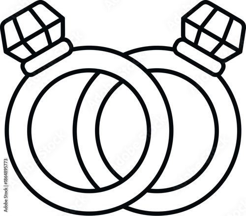 Two intertwining diamond engagement rings representing everlasting love and commitment