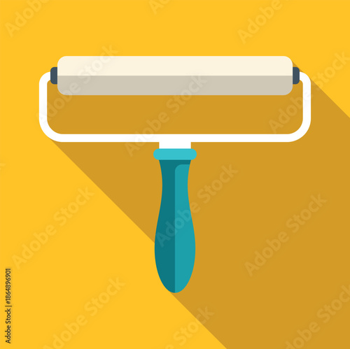 Paint roller with a blue handle for applying paint during renovation