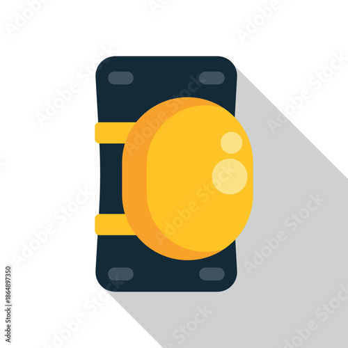 Flat design knee pad icon representing sport safety equipment for active lifestyles