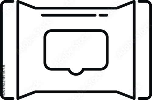 Wet wipes packet line art icon illustrating cleaning and sanitary practices