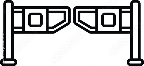 Outline icon representing a subway turnstile gate providing access control for entry