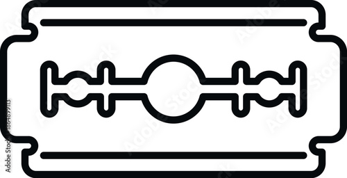 Razor blade line icon symbolizing shaving, cutting, and personal grooming