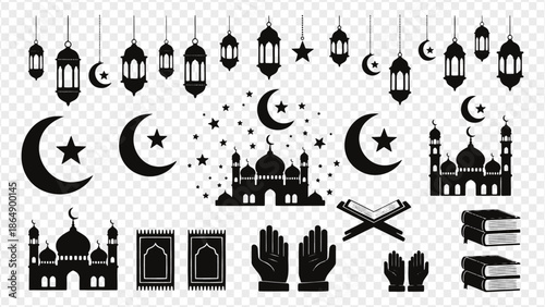 ramadan islamic icons set