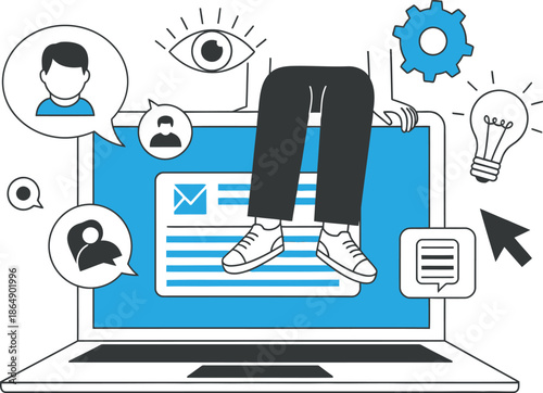 Business technology and online marketing concept illustration