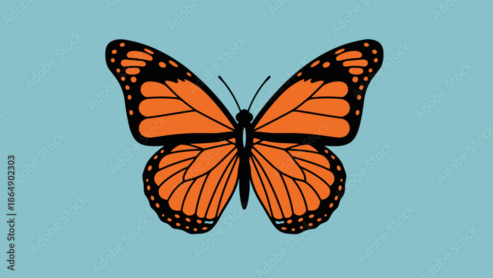Fototapeta premium Vibrant Monarch Butterfly Illustration with Detailed Wings.
