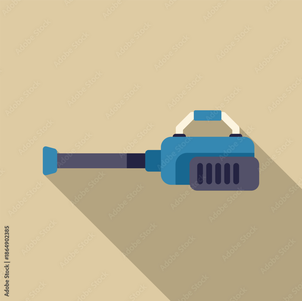 Fototapeta premium Leaf blower illustration with long shadow representing gardening and yard work