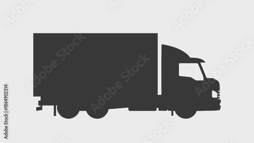 Silhouette of a large delivery truck on a plain background.