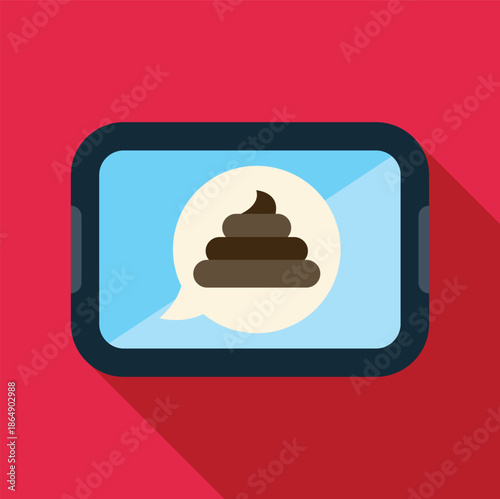 Smartphone displaying a poop emoji inside a chat bubble on its screen