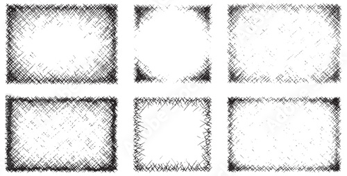 Set of six square textures with crosshatch shading and dark borders