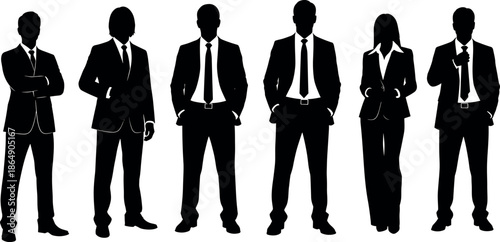 Professional Business Team Silhouettes in Formal Corporate Suits Standing Confidently for Leadership Management Global Success and Diverse Workplace Career Growth