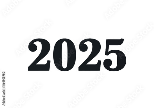 Bold 2025 Numbers Typography Design on White Background for Modern Year Theme.