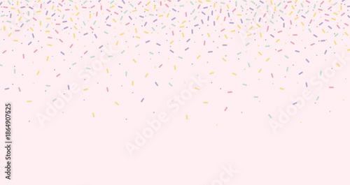 Colorful sprinkles banner background, colorful falling decorative sprinkles background