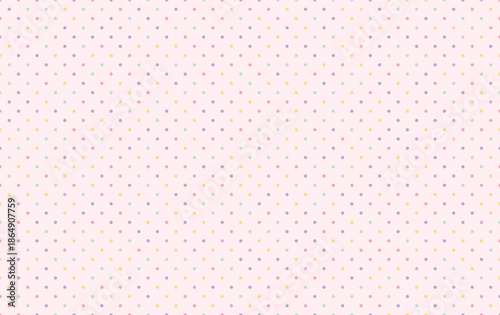 Soft pastel polka dot pattern with small multicolor dots evenly scattered on light background