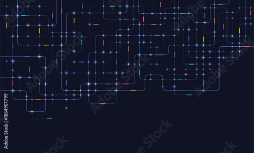 Circuit connect lines and dots. Network technology and Connection concept. Decentralized network nodes connections