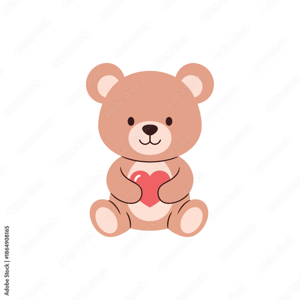 Fototapeta premium Cuddly teddy bear holding heart with love and affection