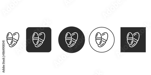 Outline icon of two capsules forming a heart shape for health and medical symbols | Black and white vector illustration of medication pills promoting heart health