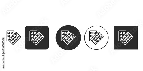 Outline icon of medicine tablets in blister packs | Prescription drug pills dosage vector illustration | Healthcare pharmacy line art icon set | Modern linear pictogram for pharmaceutical applications