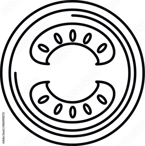 Tomato slice outline representing fresh food, healthy eating, and dietary concepts