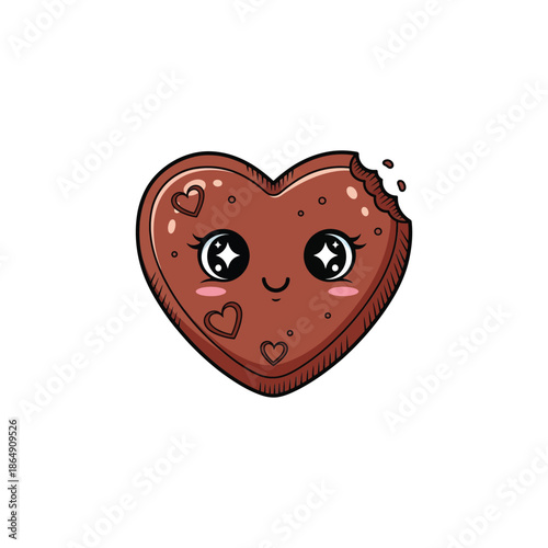Cute heart character with smiling face and blush cheeks