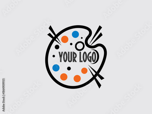 Artist Palette with Paintbrushes and Colors Page.