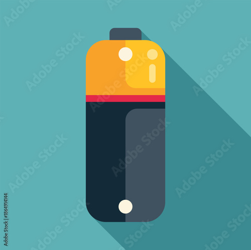 Battery icon showing power and electricity with long shadow