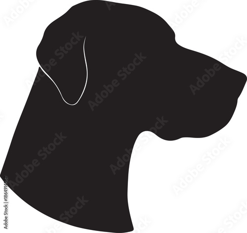 Simple black silhouette of a dog s head in profile view