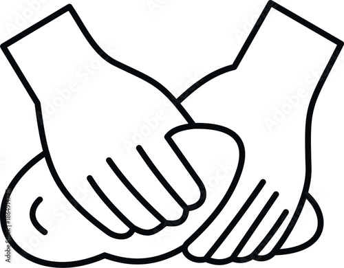 Hands are preparing dough, representing baking, cooking, and food preparation