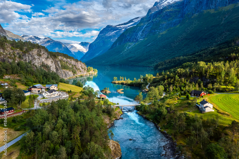 custom made wallpaper toronto digitalBeautiful Nature Norway natural landscape. lovatnet lake Lodal valley.
