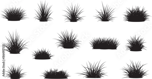 Easter day grass silhouettes on white background for easter decorations and celebrations