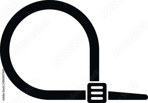 Cable tie forming a loop, ready for securing and bundling objects