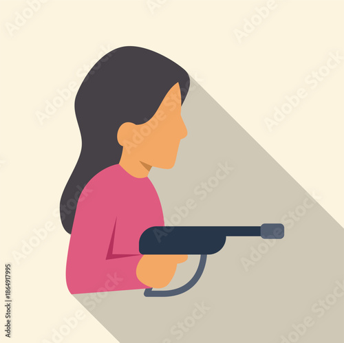Woman holding a gun, representing concepts of protection, security, or danger