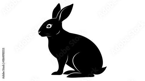 	Rabbit silhouette with ears flopped sideways, with white background