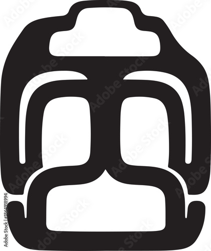 Black Car Seat Belt Icon on White Background