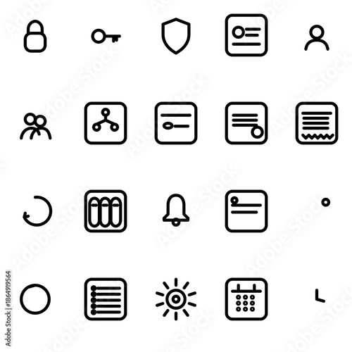 Ops, Security & Billing Alerts UI icon set - rounded outline SVG sheet (20 icons)