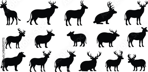 Collection of deer and antelope silhouettes