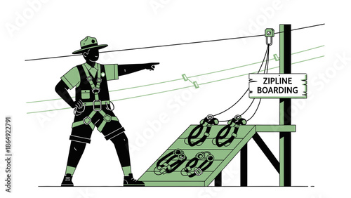 Zipline Adventure Professional Directing Participants for Thrilling Outdoor Experience