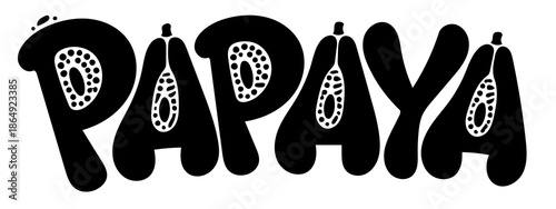 Stylized Papaya fruit logo with creative lettering and pattern