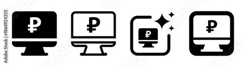 Russian ruble currency icon on digital display representing online banking and digital finance