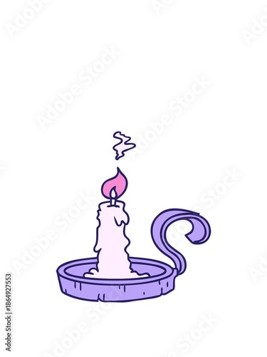 rise and float animation of hand drawn cartoon doodle of a candle holder and lit candle