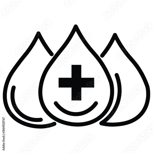 Medical water droplets symbol with cross
